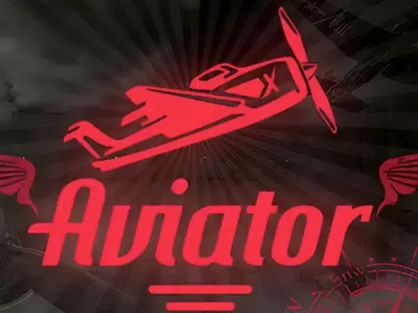 Capa do jogo Aviator: avião vermelho sobre o nome do jogo em fundo escuro