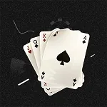 Cartas de baralho em leque, com o ás de espadas na frente